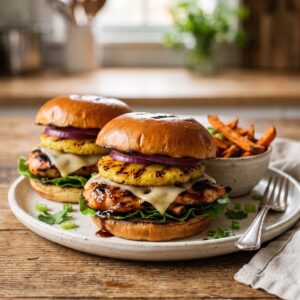Hawaiian Chicken Sandwiches With Grilled Pineapple