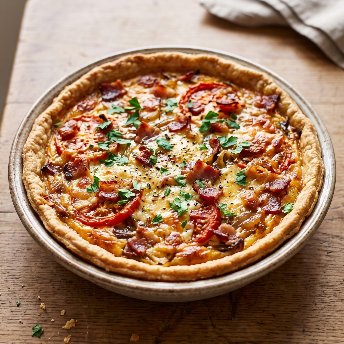 Bacon Onion Tomato Pie