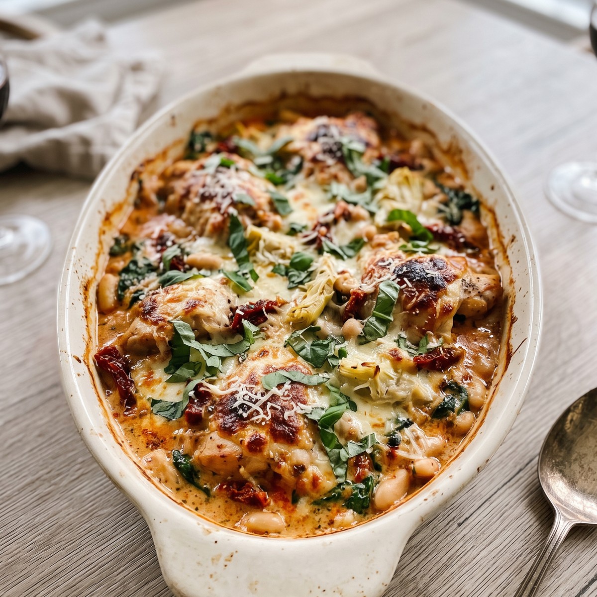 Baked Tuscan Chicken Casserole