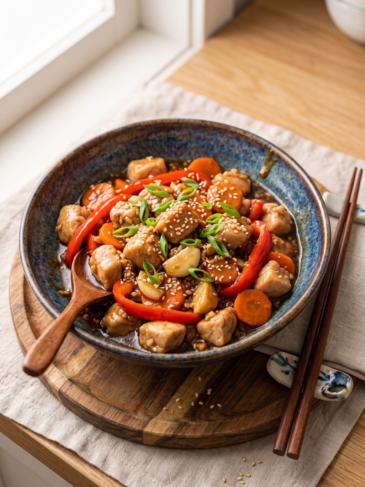Variations of Chinese Chicken in Garlic Sauce with different vegetables and protein options.
