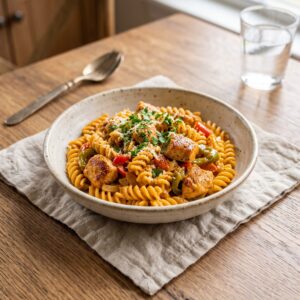Creamy Cajun Chicken Rotini Pasta