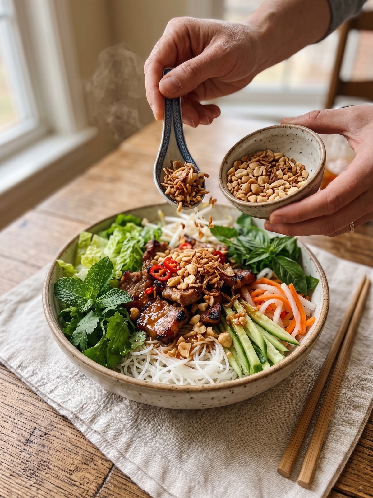 How to make Vietnamese noodle salad step by step