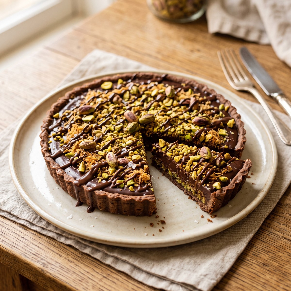 Dubai Chocolate Pistachio Tart