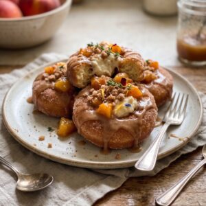 Peach Cobbler Cheesecake Donuts