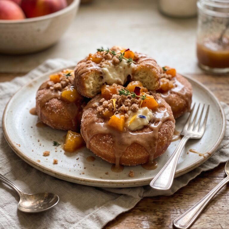 Peach Cobbler Cheesecake Donuts